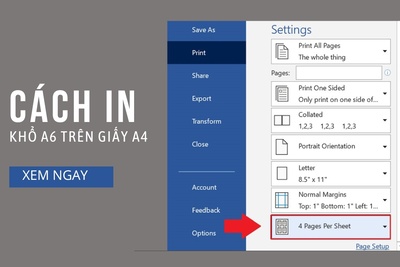 Hướng dẫn cách in khổ A6 trên giấy A4 cụ thể