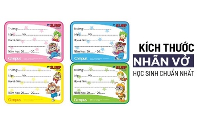 Kích thước nhãn vở học sinh chuẩn nhất