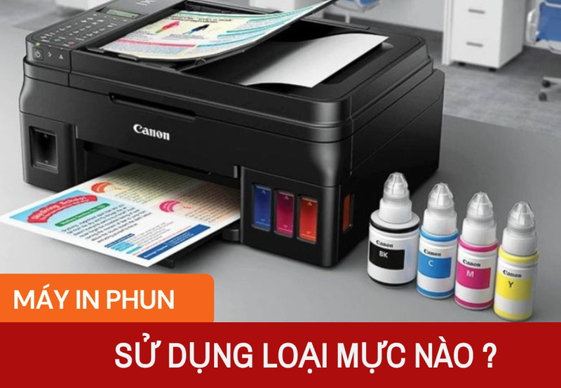 Máy in phun sử dụng loại mực nào sau đây?