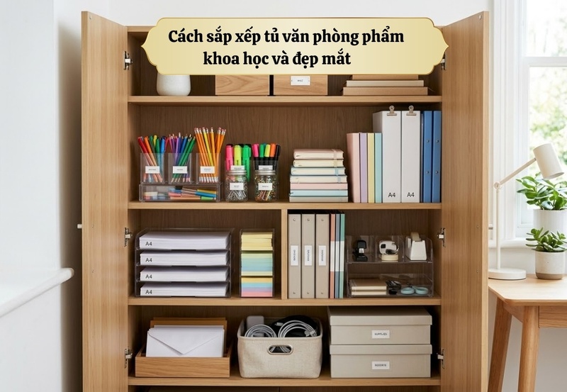 Cách sắp xếp tủ văn phòng phẩm sao cho khoa học và đẹp mắt