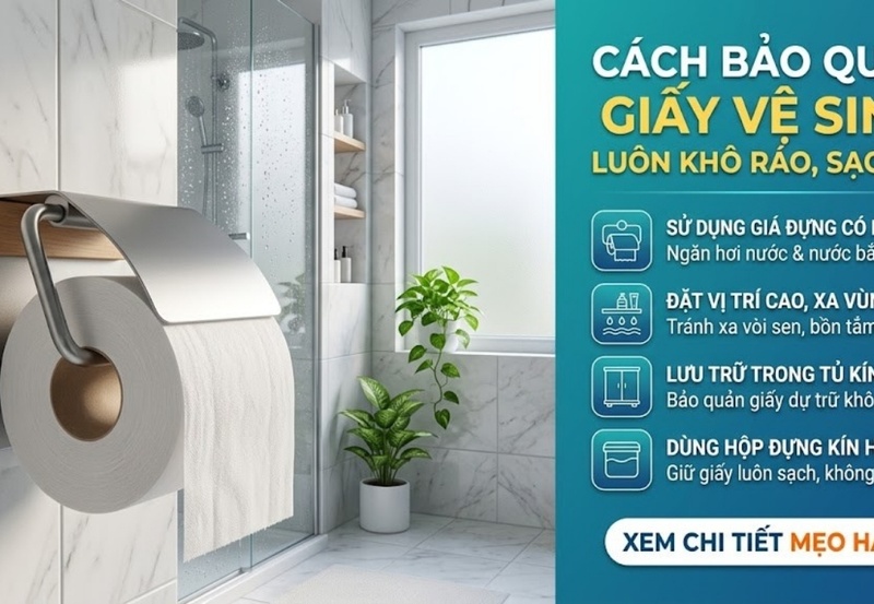 Cách bảo quản giấy vệ sinh trong nhà tắm luôn khô ráo, sạch sẽ