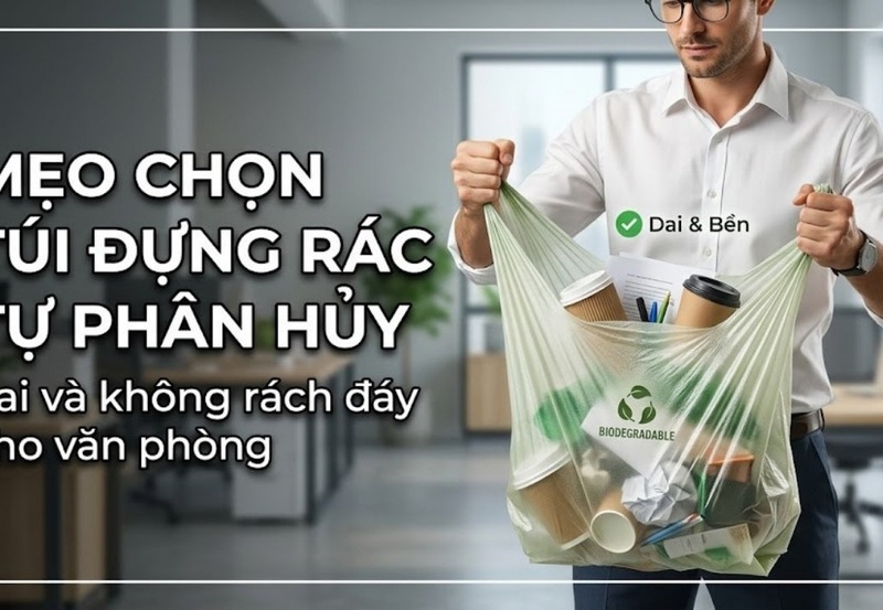 Mẹo chọn túi đựng rác tự phân hủy, dai và không rách đáy cho văn phòng