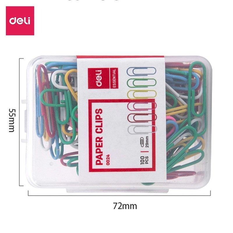 Ghim vòng Deli Paper Clips 29mm nhiều màu 