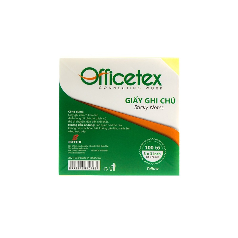 Giấy Ghi Chú Officetex 3x3 OT21-003 Màu Vàng