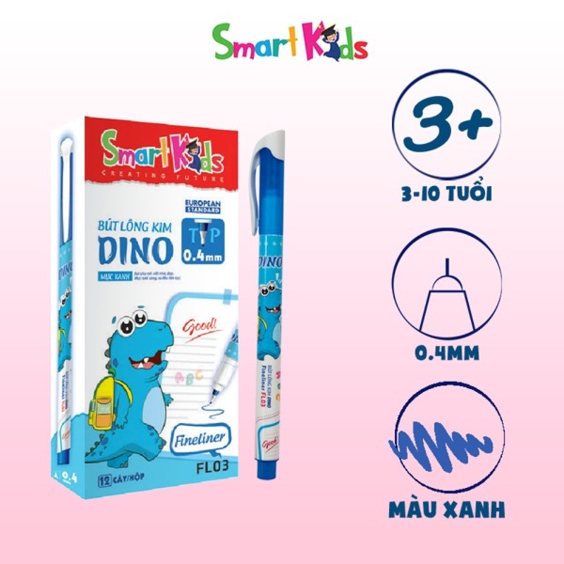 Bút lông kim Dino mực xanh (0.4mm) FL03