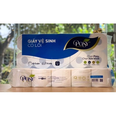 Giấy vệ sinh Posy 10 cuộn 3 lớp có lõi