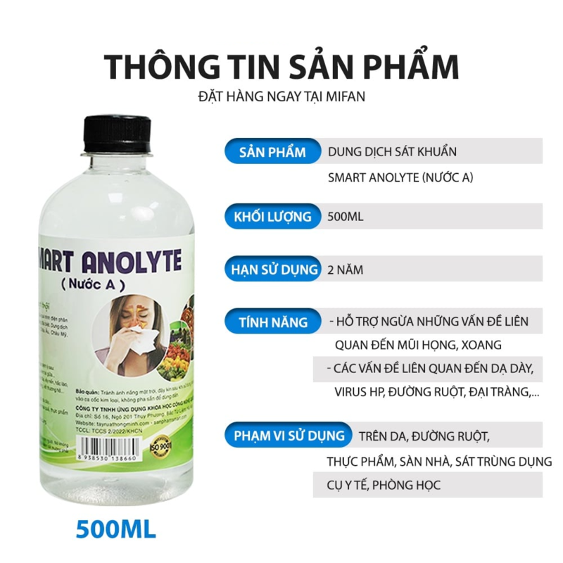 Dung dịch sát khuẩn Smart A 500ml