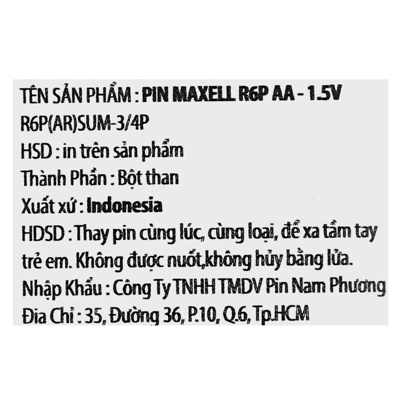 Pin tiểu AAA Maxell 1.5 V vỉ 4 viên