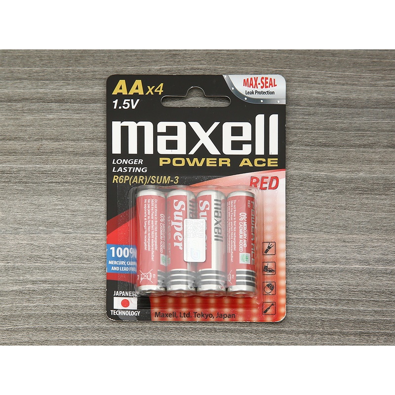 Pin tiểu Maxell Super AA 1.5 V R6P (AR) vỉ 4 viên