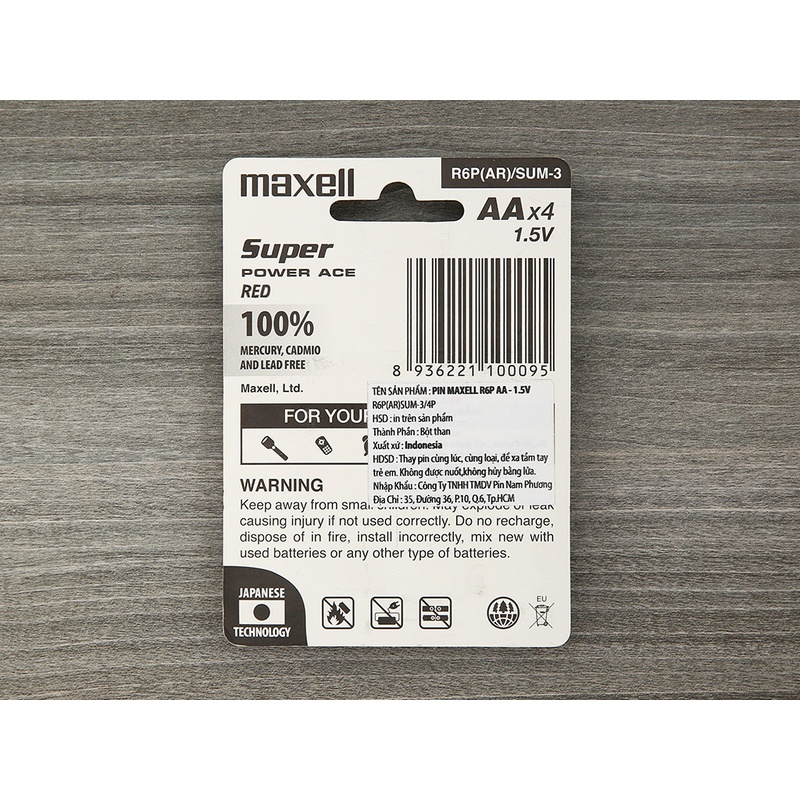 Pin tiểu Maxell Super AA vỉ 4 viên