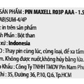 Pin tiểu AAA Maxell 1.5 V vỉ 4 viên