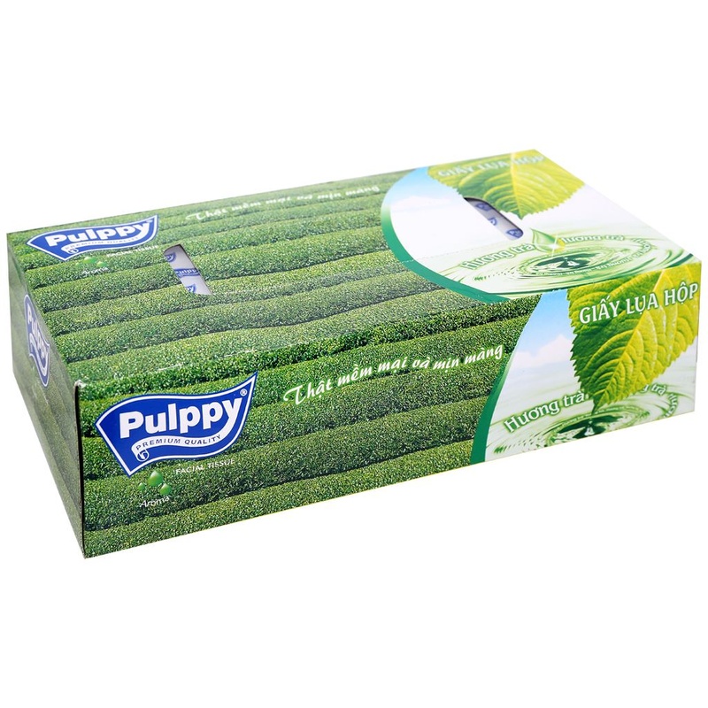 Khăn giấy hộp Pulppy trà xanh 2 lớp 100 tờ