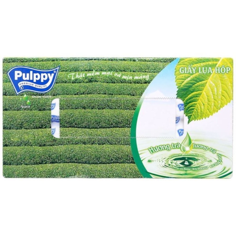 Khăn giấy hộp Pulppy trà xanh 2 lớp 100 tờ