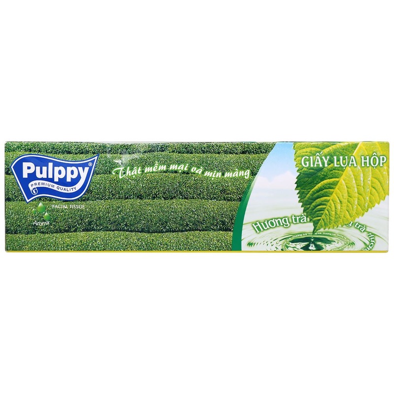 Khăn giấy hộp Pulppy trà xanh 2 lớp 100 tờ