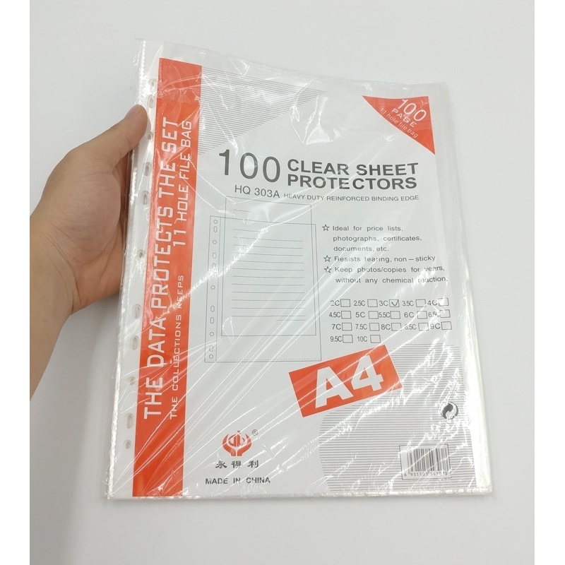 Bìa lỗ A4 HQ 303 11 lỗ tập 100 cái