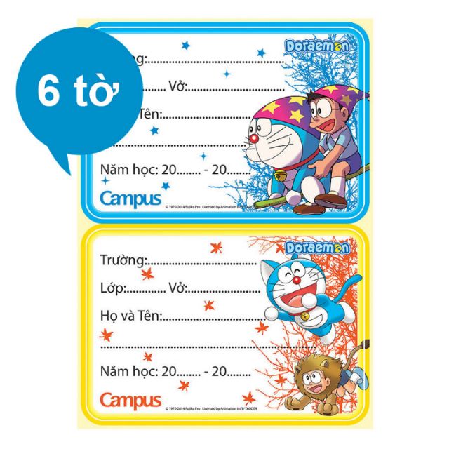 Nhãn Vở Doraemon Campus NT-DOR12 màu sắc đẹp mắt