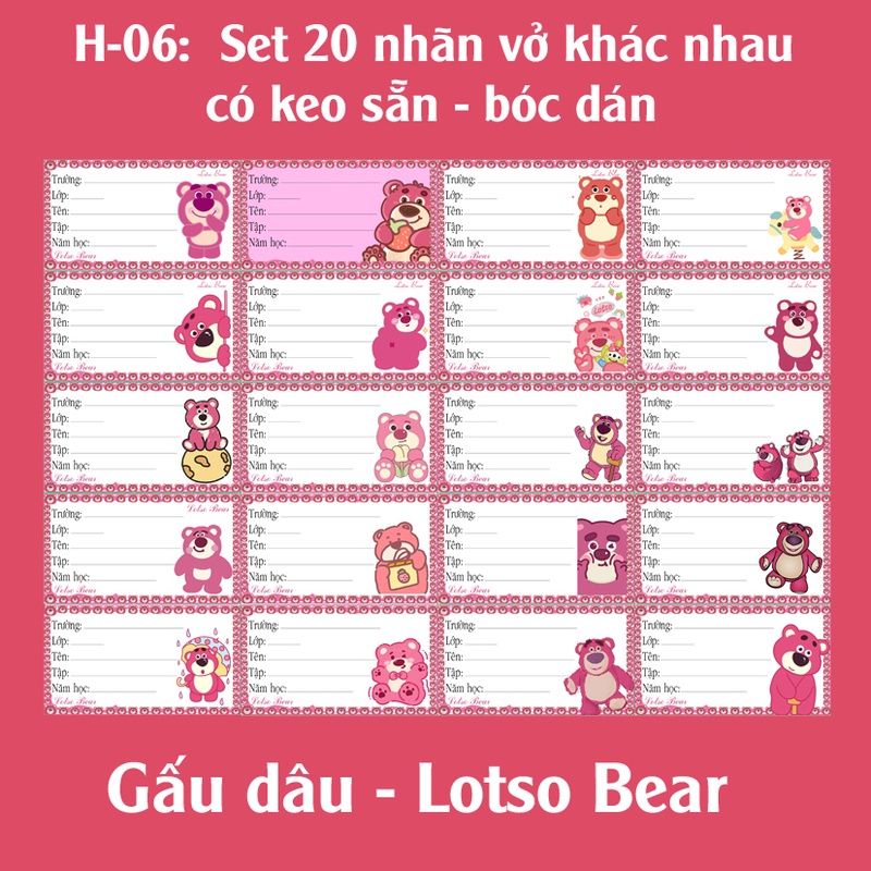 Nhãn dán Gấu Dâu Lotso Bear