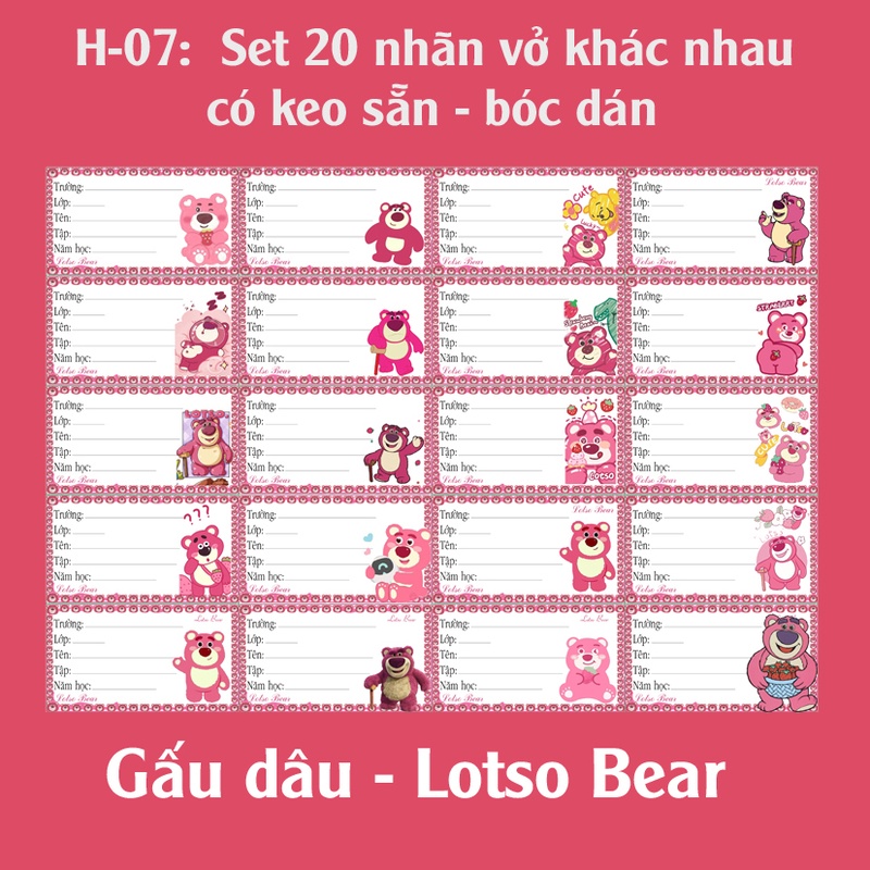 Nhãn dán Gấu Dâu Lotso Bear