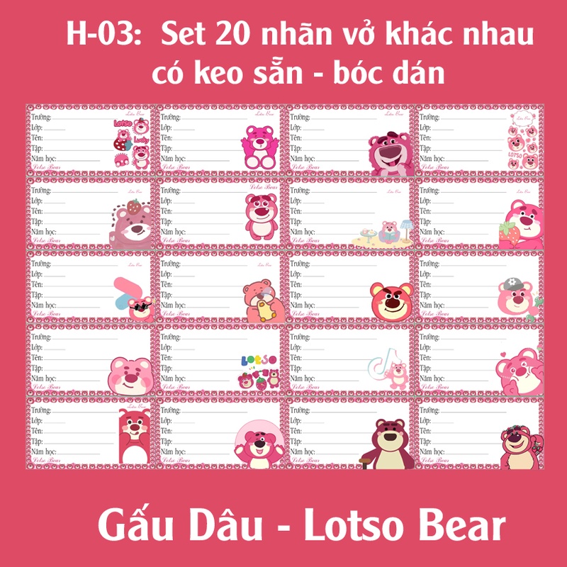 Nhãn dán Gấu Dâu Lotso Bear