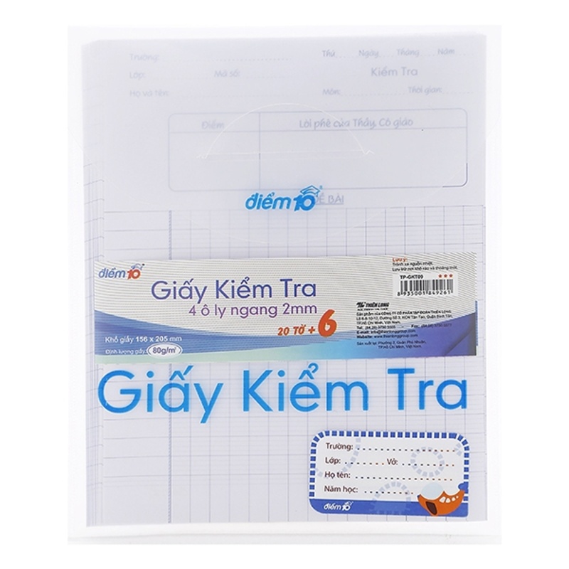 Giấy Kiểm Tra Thiên Long 4 Ô Ly GKT09