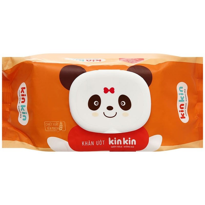 Kin Num Khăn ướt Kin Kin 100 tờ không mùi, tinh chất yến mạch