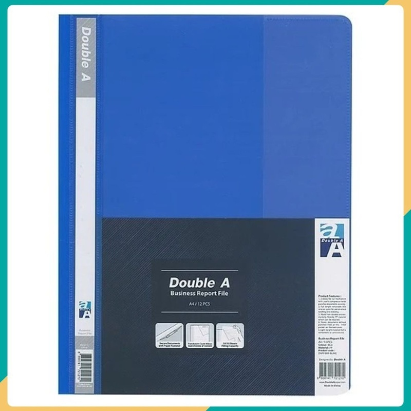 File Acco nhựa Double A không đục lỗ dày 1.5cm, tích hợp nhãn trắng để ghi chú tên tài liệu