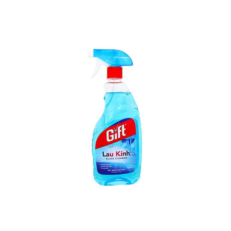 Nước Lau Kính Gift Hương Sắc Biển 580ml chai loại bỏ bụi bẩn, dấu vân tay, vết ố nhanh chóng