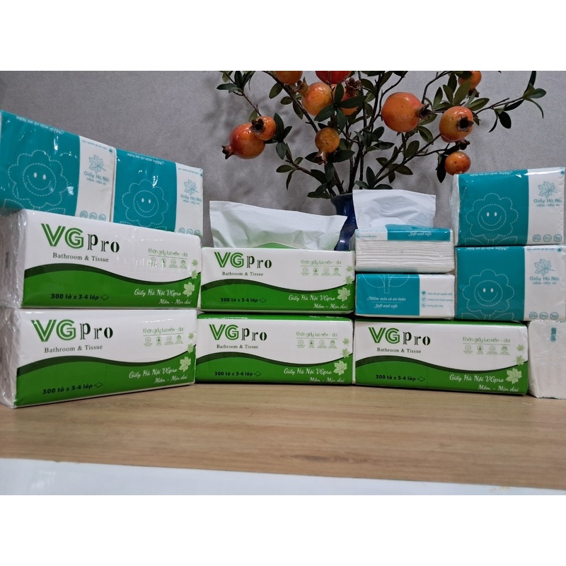 Giấy ăn Hà Nội 4 lớp VG Pro không chứa chất huỳnh quang hoặc hóa chất tẩy trắng