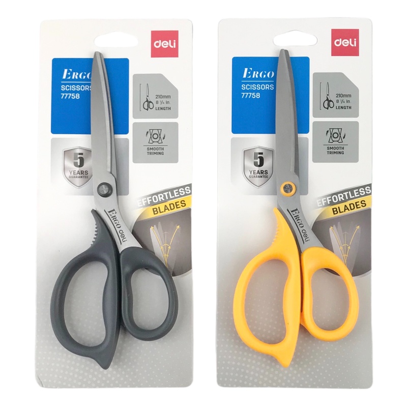 Kéo Deli to 77758 210mm được thiết kế mũi bo tròn an toàn