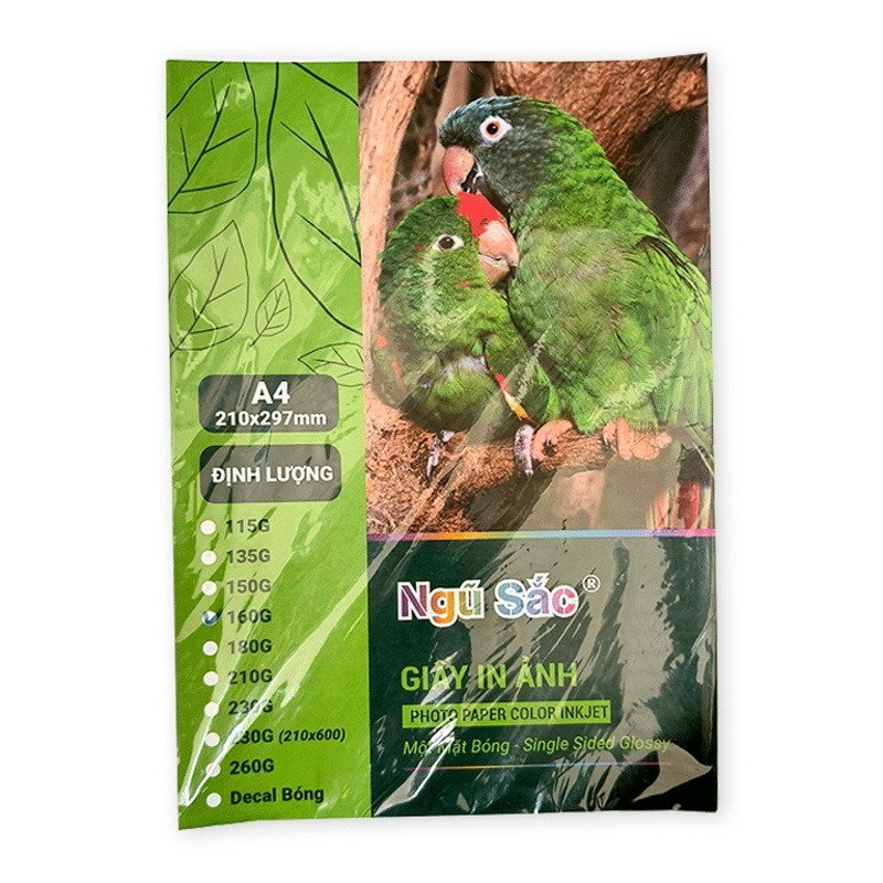 Giấy in ảnh 1 mặt bóng A4 135g bề mặt tráng phủ men bóng