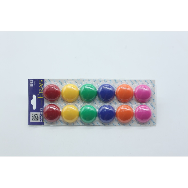 Vỉ 12 Nam Châm To 30 mm Eras E532 vỏ nhựa cứng nhiều màu