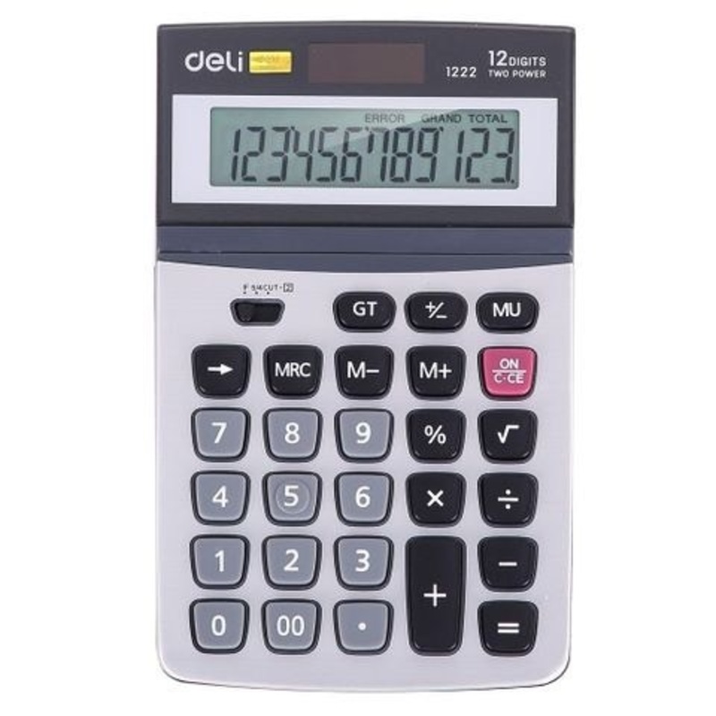 Máy tính Deli 1222 màn hình LCD lớn, phím bấm rộng