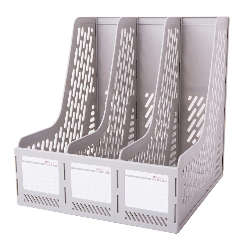 File 3 ngăn Deli thiết kế đứng với ba ngăn phân loại rõ ràng