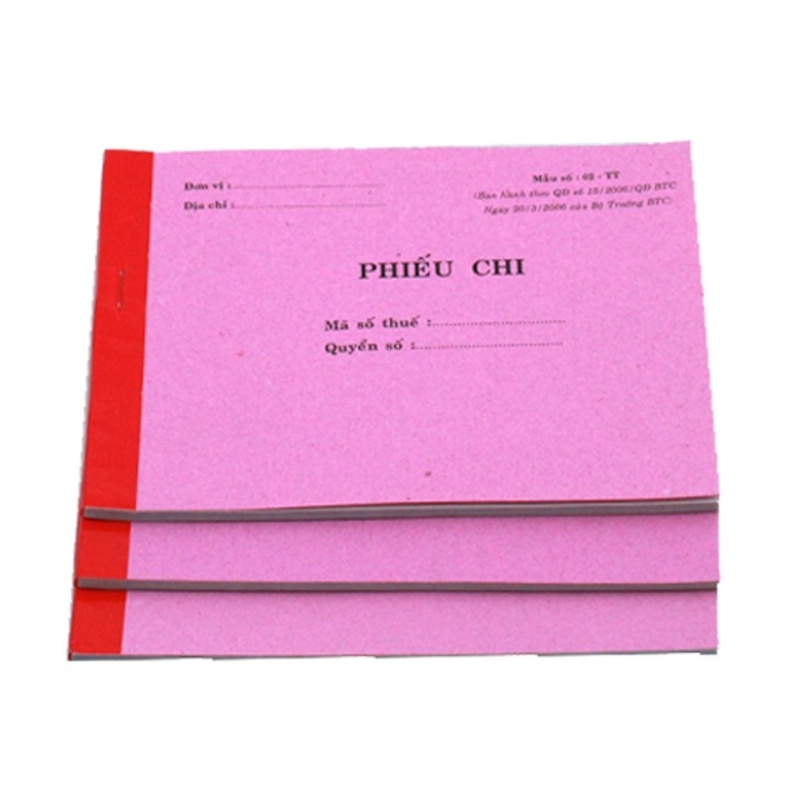 Phiếu thu chi 1 liên thiết kế dạng quyển, mỗi tờ sử dụng độc lập