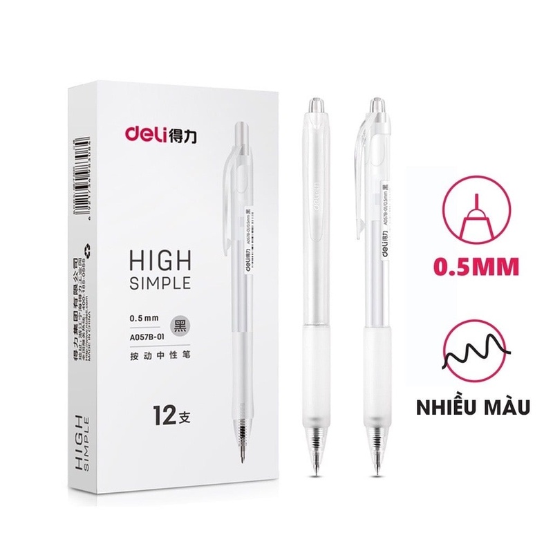 Bút gel Deli A057B ngòi 0.5mm