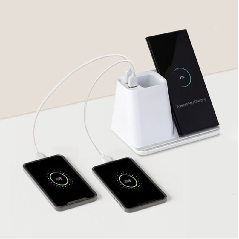 Hộp cắm bút tích hợp sạc không dây kết hợp khay để bút và đế sạc nhanh cho smartphone