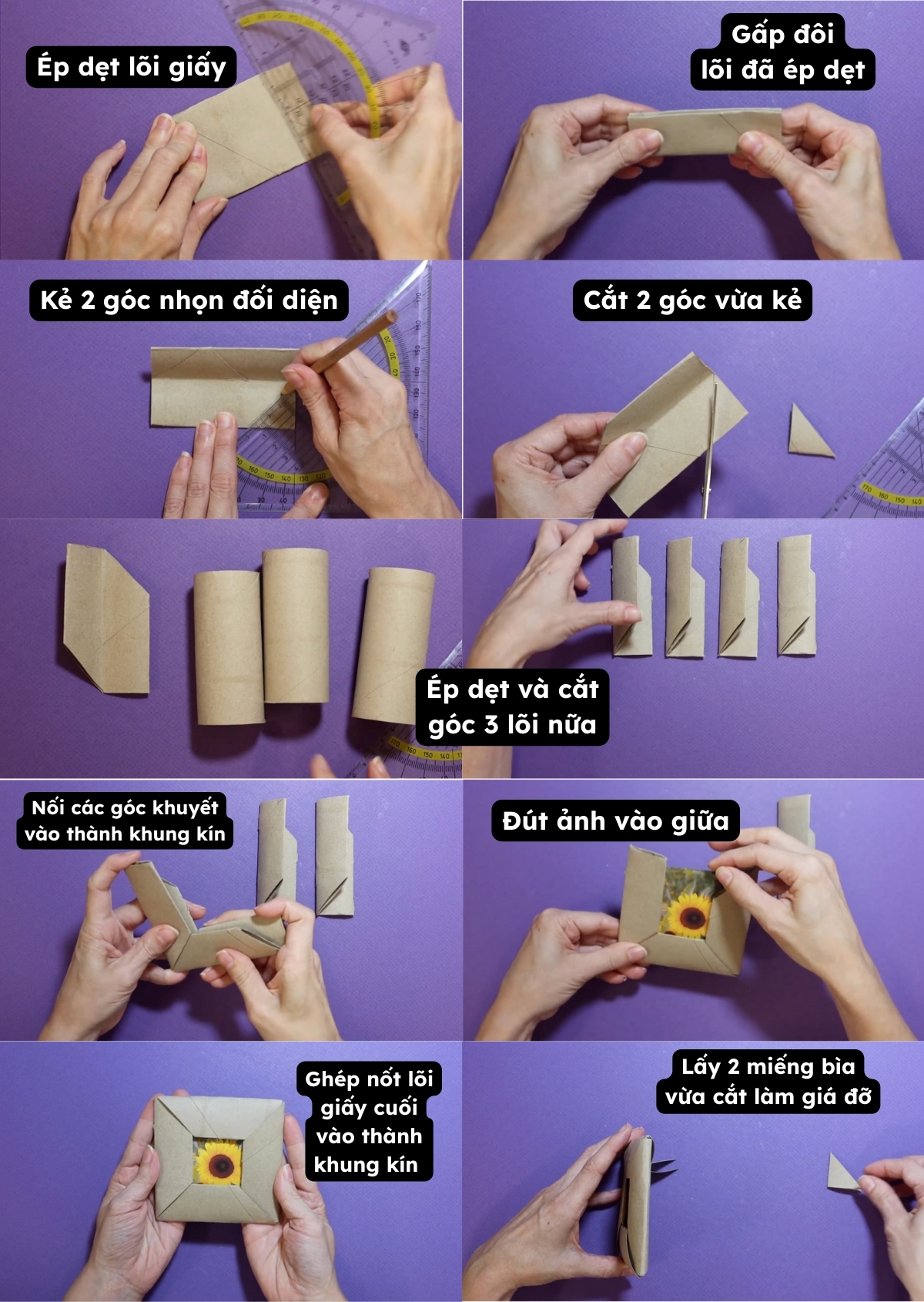 Ý tưởng làm khung ảnh lõi giấy tái chế