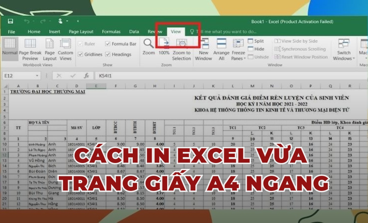 Hướng dẫn cách in excel vừa trang giấy A4 ngang