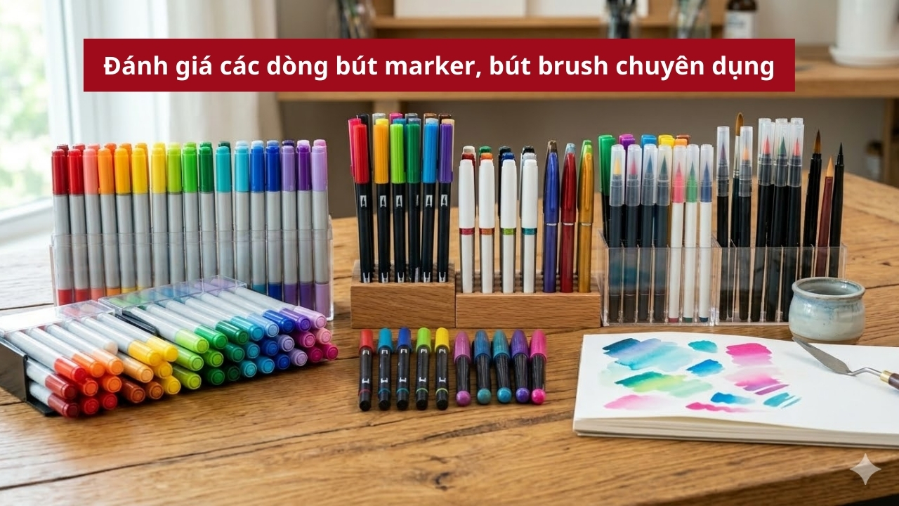 Đánh giá các dòng bút marker, bút brush chuyên dụng