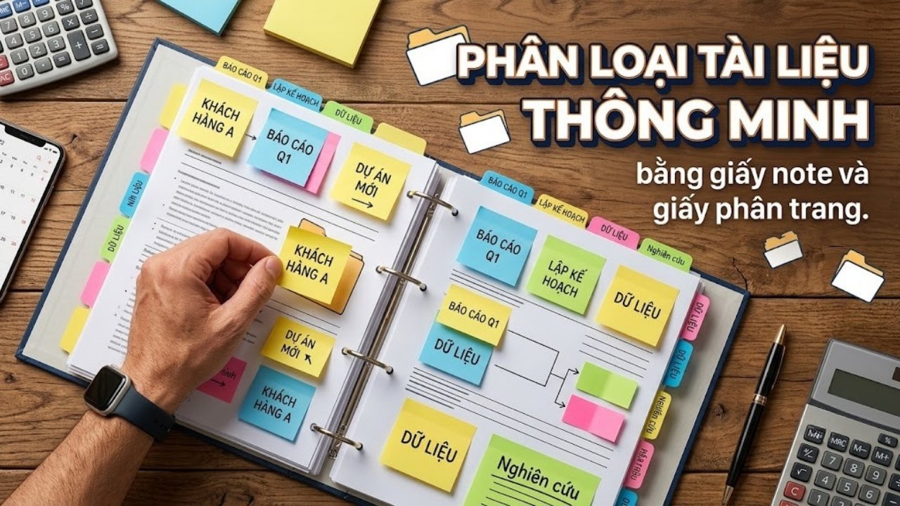 Cách phân loại tài liệu thông minh bằng giấy note và giấy phân trang