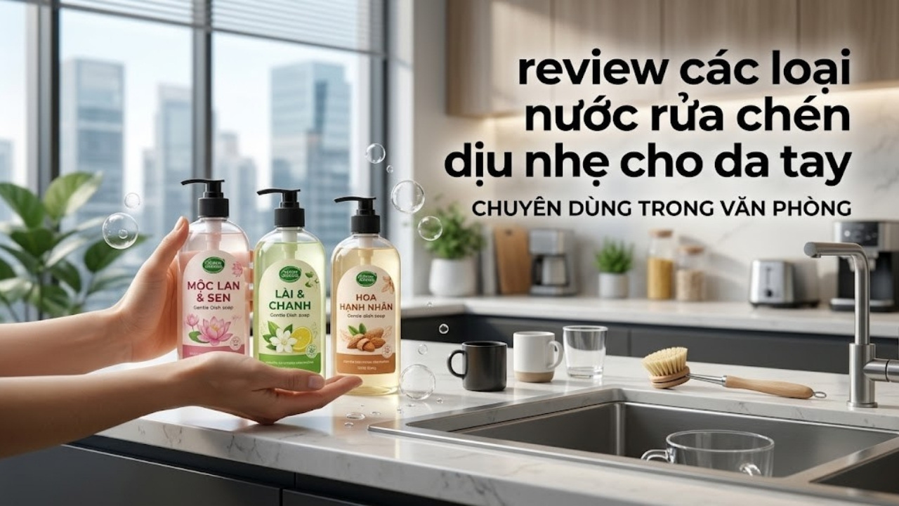 Review loại nước rửa chén dịu nhẹ cho da tay dùng văn phòng