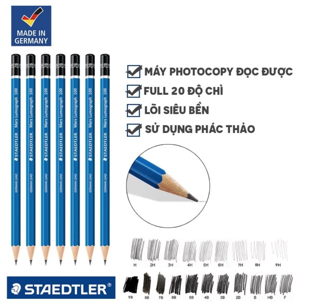 Bút chì gỗ Mars Lumograph Staedtler 100 8B
