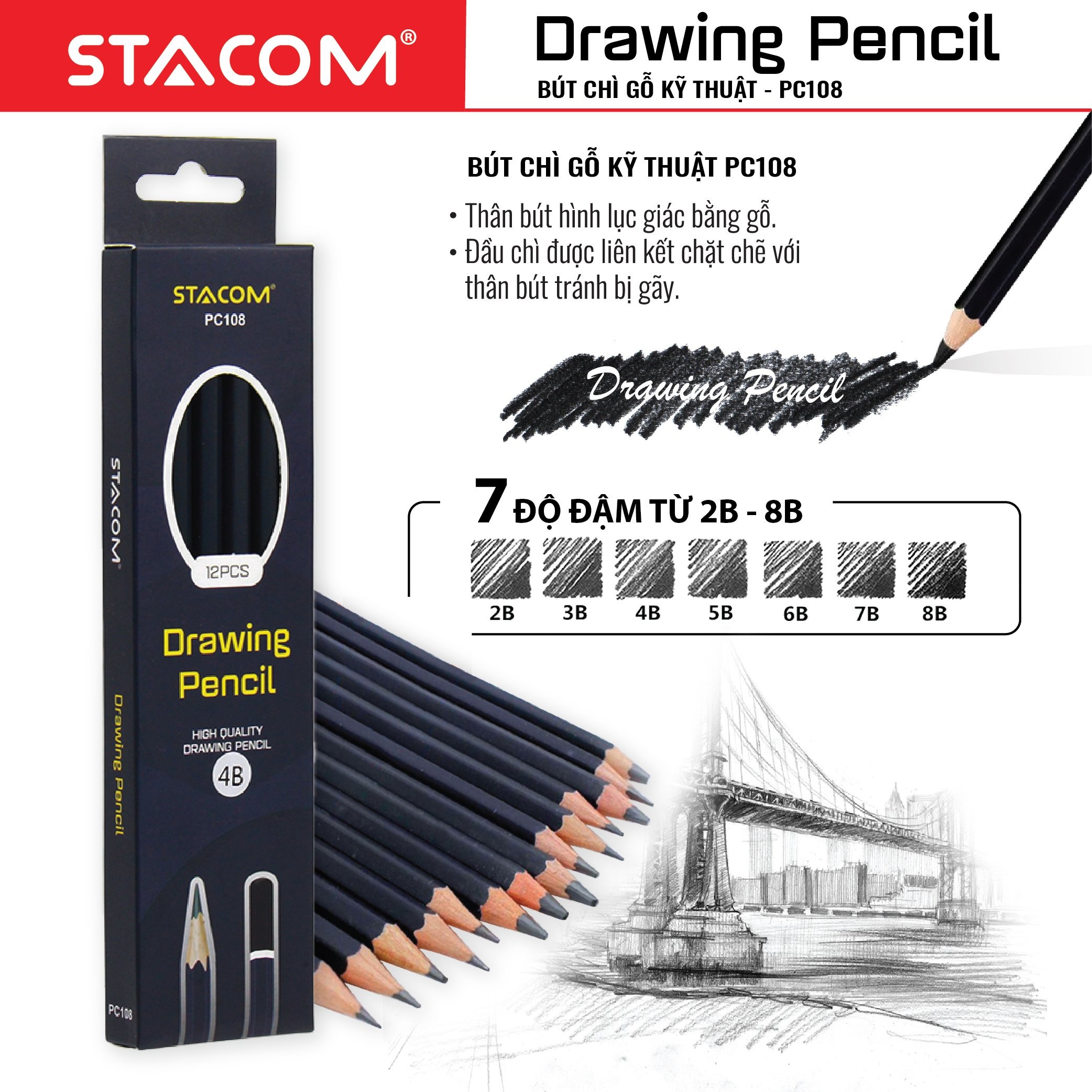 Bút chì Stacom PC108 8B