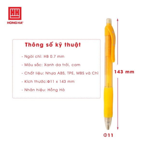 Các thông số kỹ thuật khác của bút chì bên cạnh chiều dài