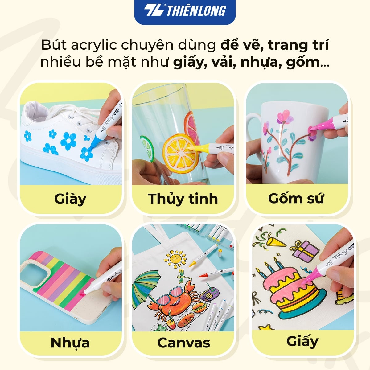 Bút Thiên Long Colokit Acrylic Markers vẽ đa chất liệu