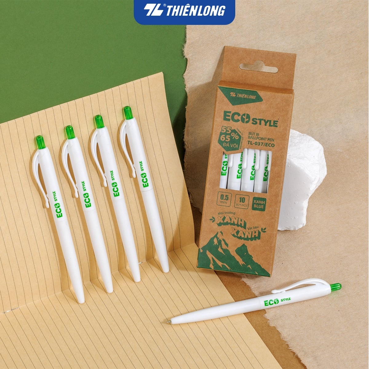 Bút làm từ vỏ trấu Thiên Long đóng góp vào trend văn phòng phẩm xanh thân thiện môi trường