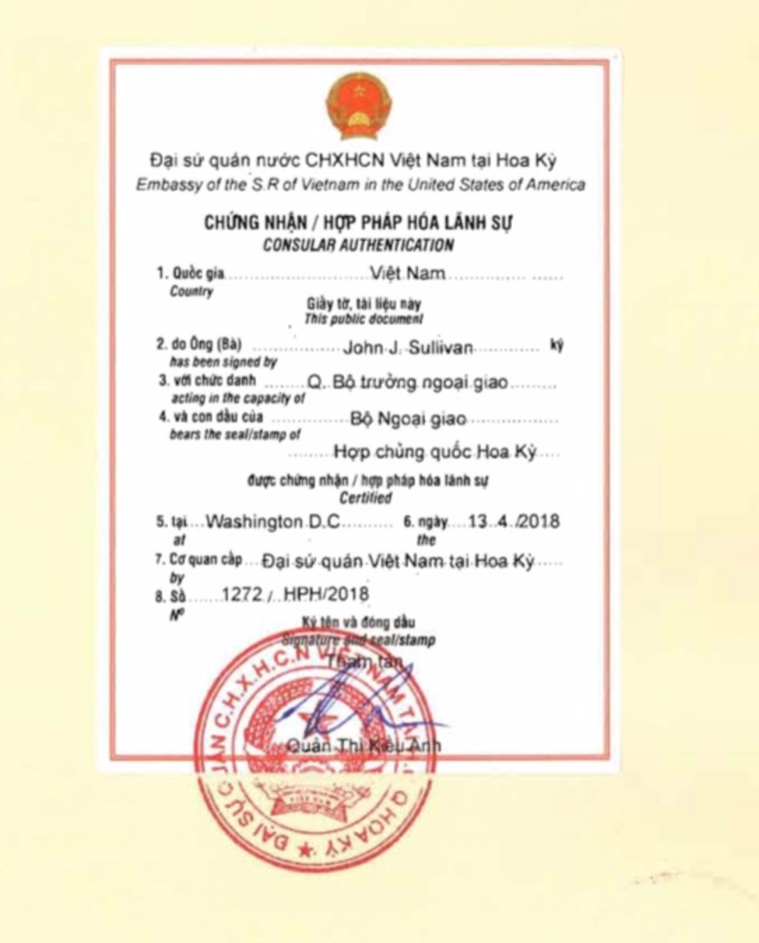 Các loại con dấu của cơ quan nhà nước sử dụng trong hoạt động đối ngoại