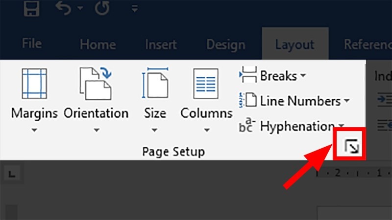 Mở mũi tên dưới cùng tay phải hộp thoại Page Setup