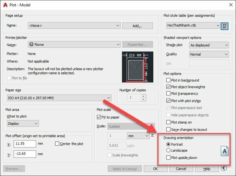 Cách định dạng khổ giấy A4 trong Autocad