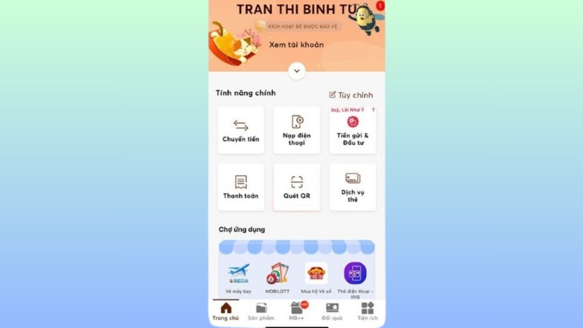Truy cập ứng dụng ngân hàng